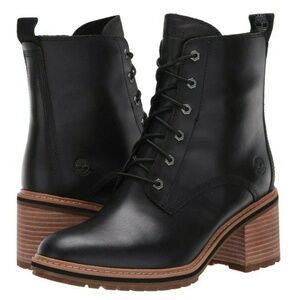 Timberland Waterproof Sienna Waterproof Zip Black Full Grain Leather Boots | 8.5